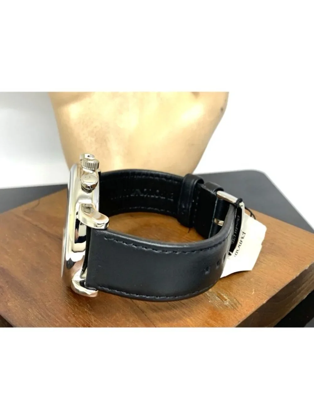 Emporio Armani Men's Watch AR1828 Quartz Chronograph Black Dial Leather Strap